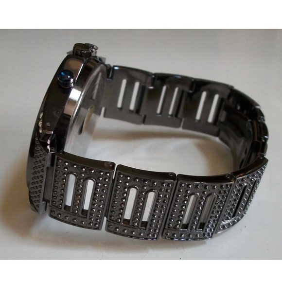 Men's Stone Hematite Finish World Map Dial Dressy Fashion Wrist watch - Picture 3 of 5